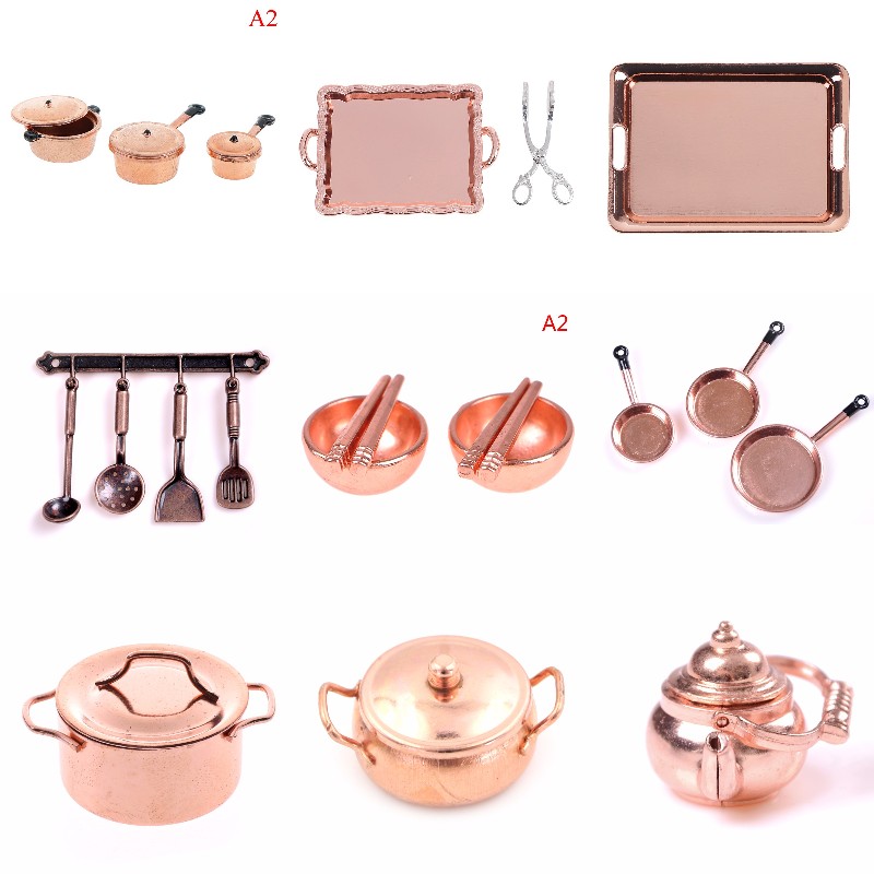 Kitchen Gadgets Gold - 1:12 escala casa de bonecas em
