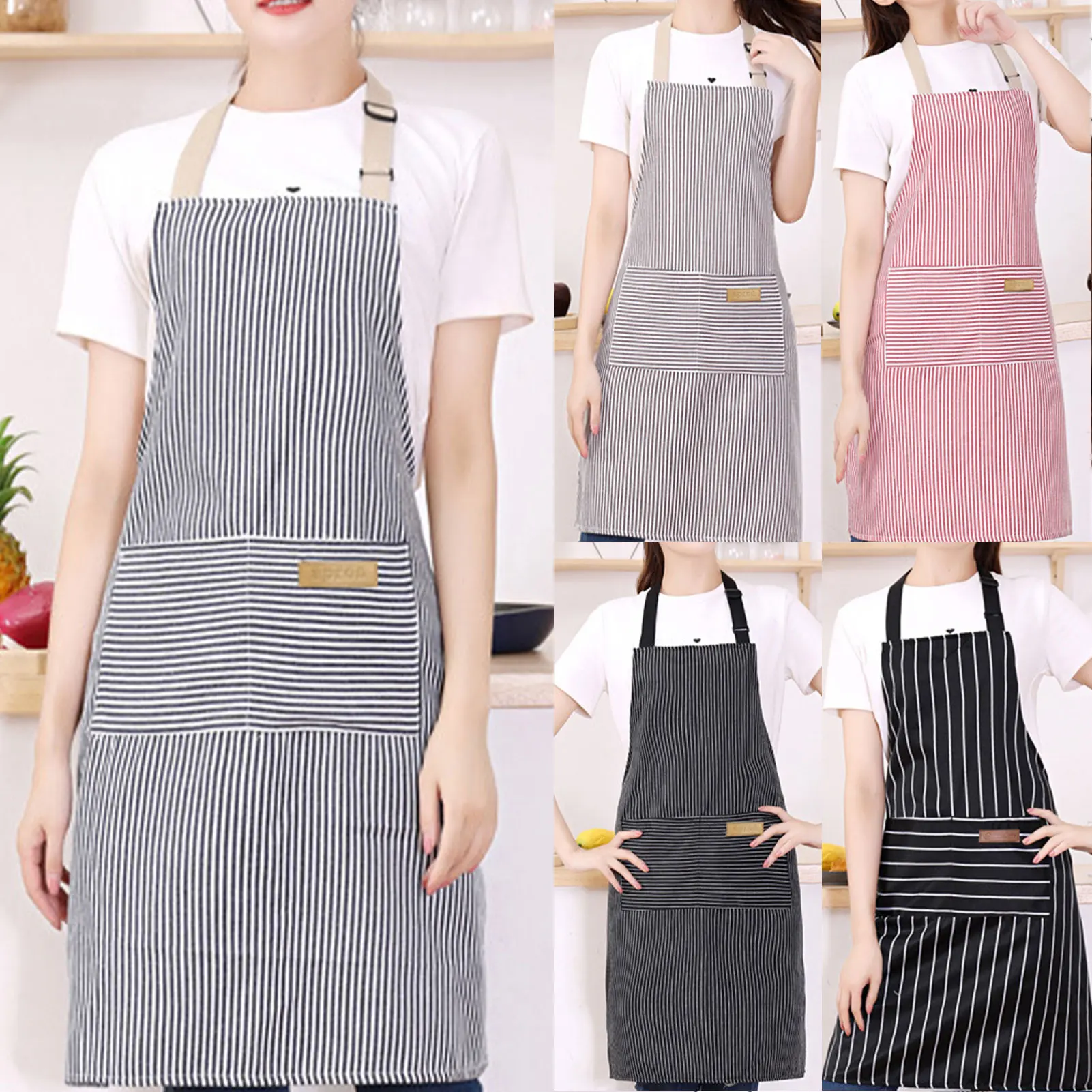Kitchen Helper Gadgets - Avental listrado para homens e mulheres,